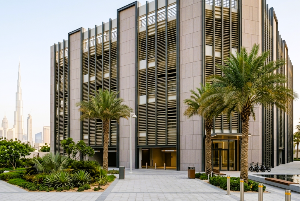 Ventilated façade cladding installed on a Dubai high-rise building