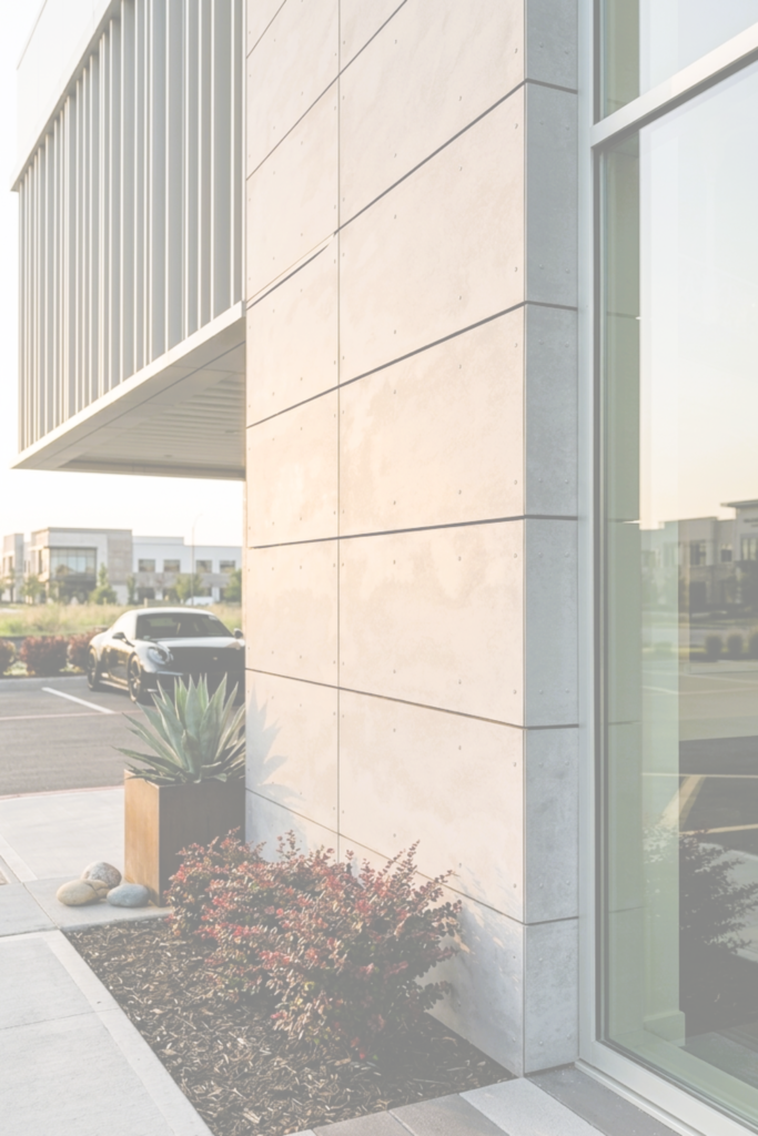 Architectural fibre cement façade panels installed on a high-rise building in Saudi Arabia designed to meet fire safety and SBC compliance requirements.