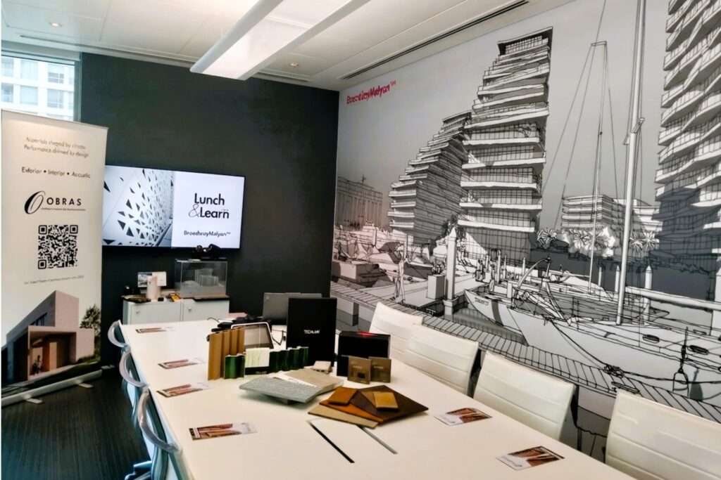 Complimentary architect Lunch and Learn session with façade material samples