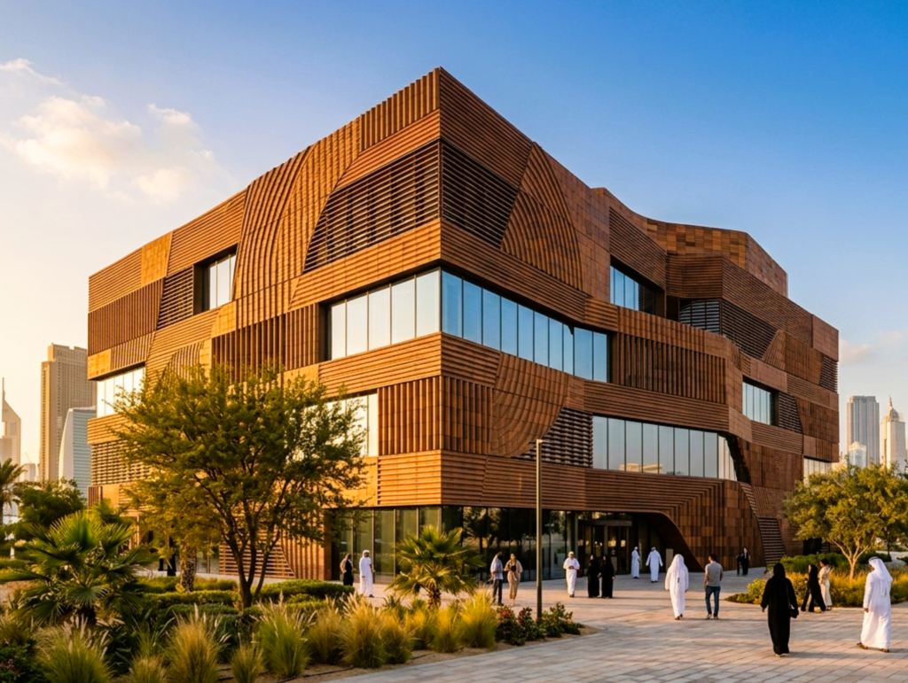 Contemporary commercial façade system designed for a Dubai development